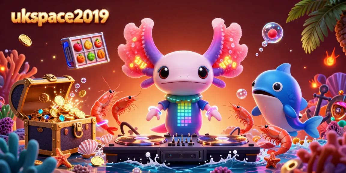 Dive into thrilling gaming at ukspace2019 with vibrant casino characters and bright gambling elements.