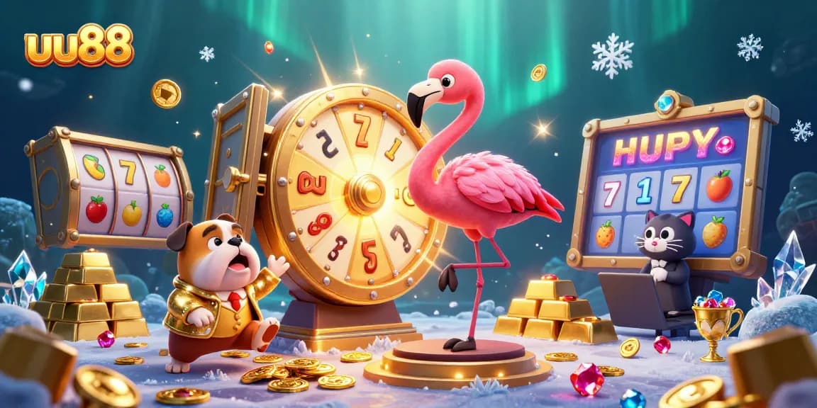 Spin to win at uu88 with this vibrant casino scene filled with prizes and excitement!