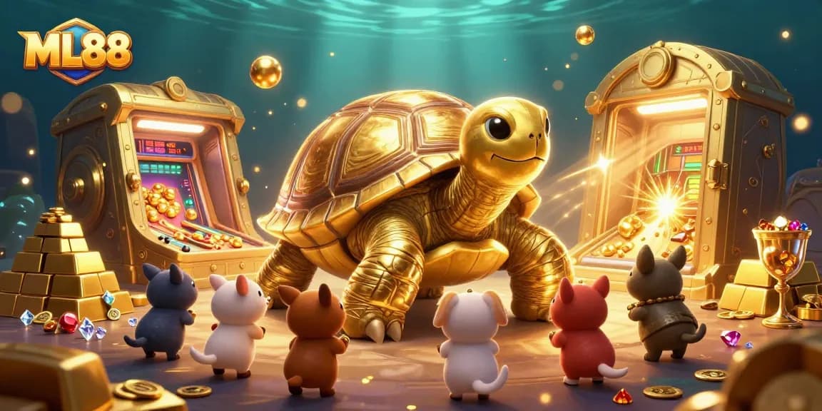 ML88 players enjoy a thrilling game with vibrant treasure in a fun 3D scene.