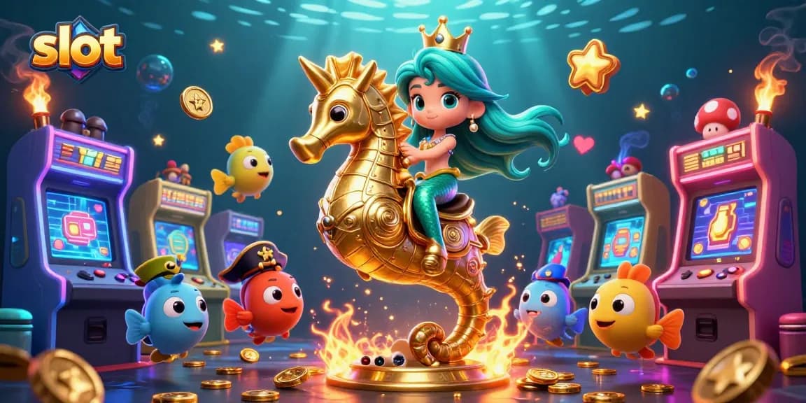 Experience thrilling slot action in a vibrant underwater scene with captivating characters.