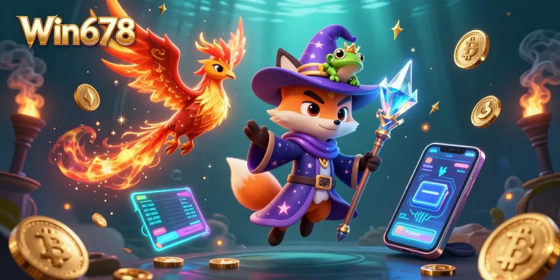 Experience thrilling gameplay at Win678 with magical characters and vibrant casino elements.