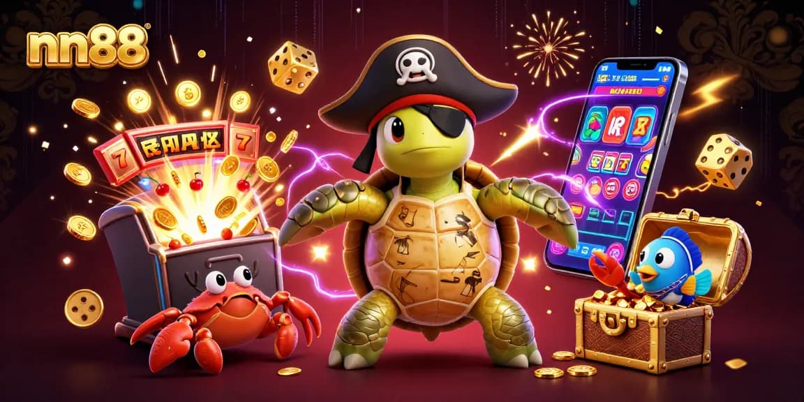 Experience thrilling gameplay at nn88 with a vibrant 3D illustration featuring your favorite casino elements.