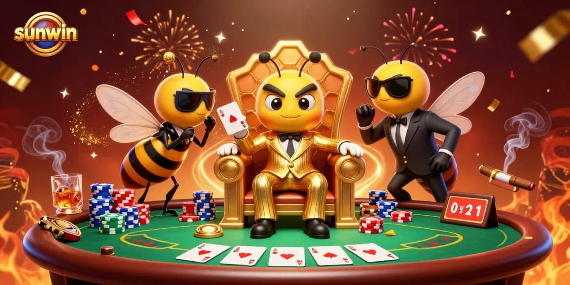 Engage in thrilling gameplay at Sunwin with a vibrant poker scene featuring dynamic characters.