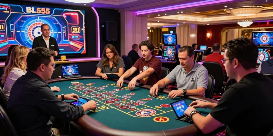 Engaging gaming experience at BL555 online casino with diverse players and professional dealers.