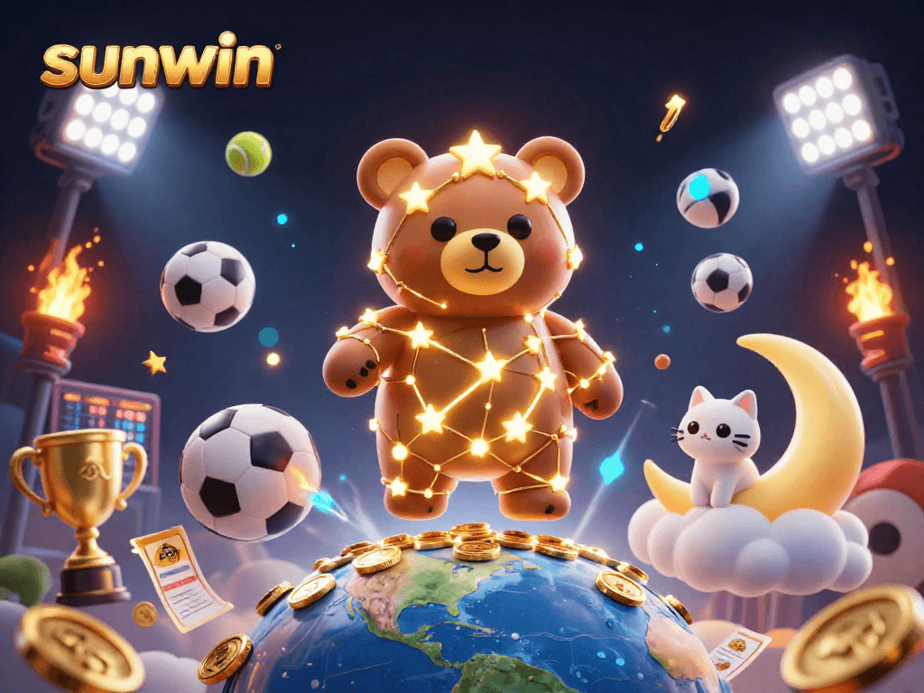 Engage with sunwin through dynamic betting experiences featuring a constellation bear in an exciting casino scene.