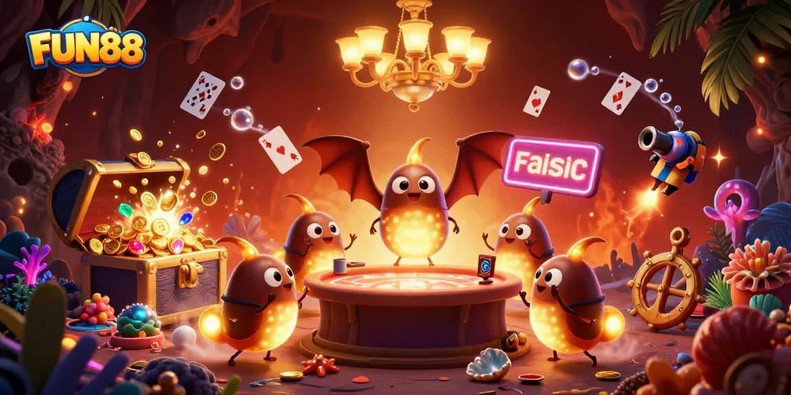 Watch FUN88's glowworms light up a cave casino, creating an enchanting gaming atmosphere.