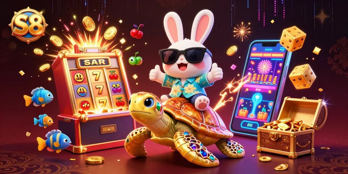 Spin the reels with S8 and win big as the lucky rabbit celebrates a jackpot!