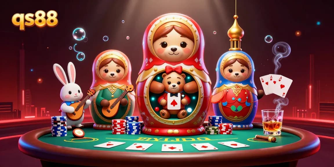 Experience exciting gaming moments with qs88 in this vibrant 3D casino illustration filled with action and detail.