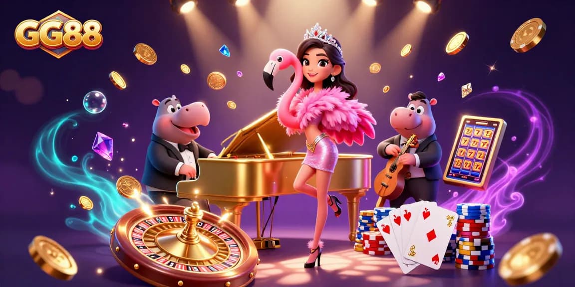 Experience thrilling gameplay at GG88 with lively casino characters and winning elements.