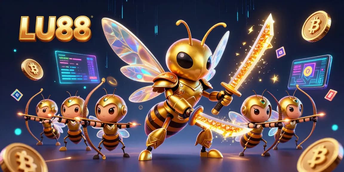 LU88 showcases a vibrant gaming scene featuring unique characters and crypto elements ready for action.