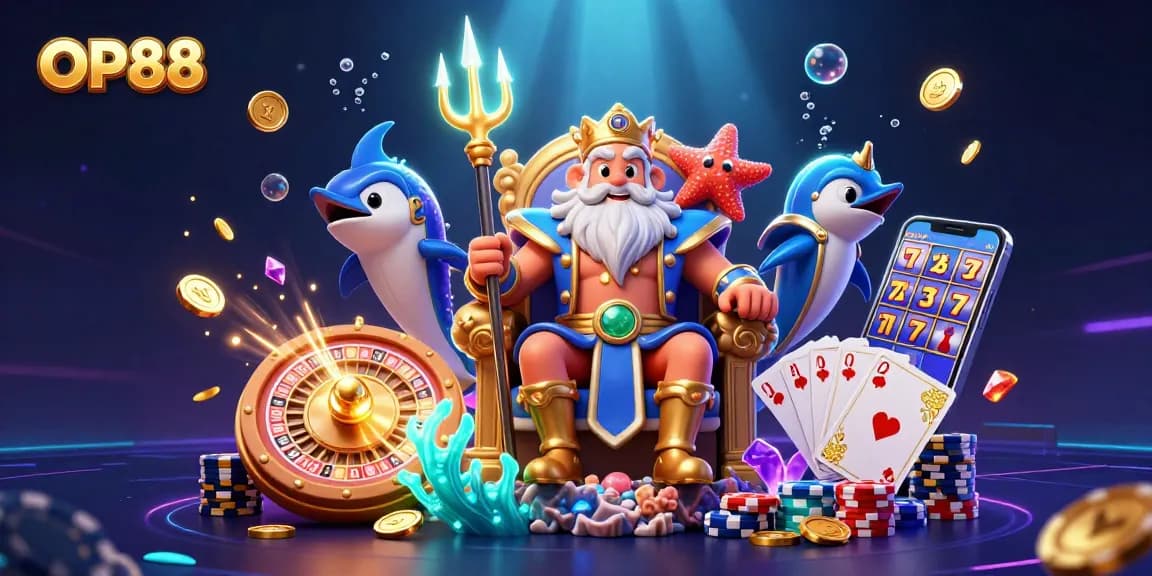 Engage with OP88's thrilling casino experience featuring Neptune and gaming elements.