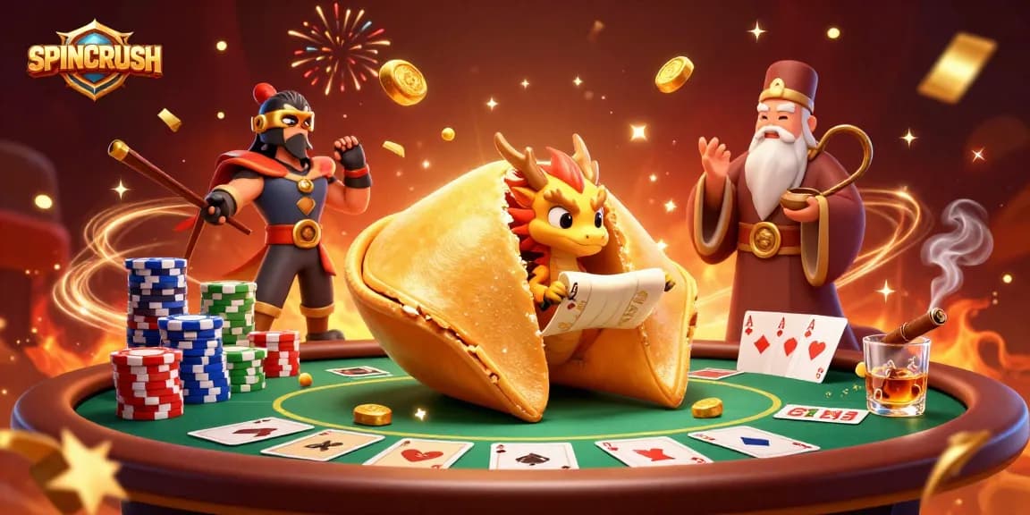 Engage with SPINCRUSH and enter a vibrant casino scene featuring swirling chips and energetic gameplay elements.