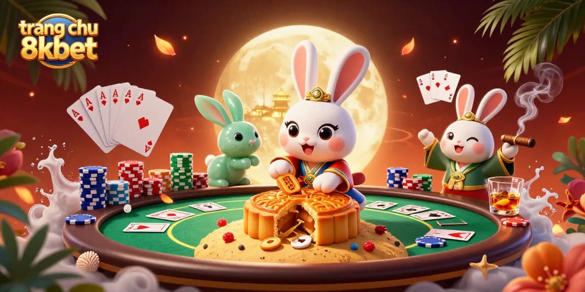 Play poker on the trang chu 8xbet platform with rich animations of the lunar rabbit character