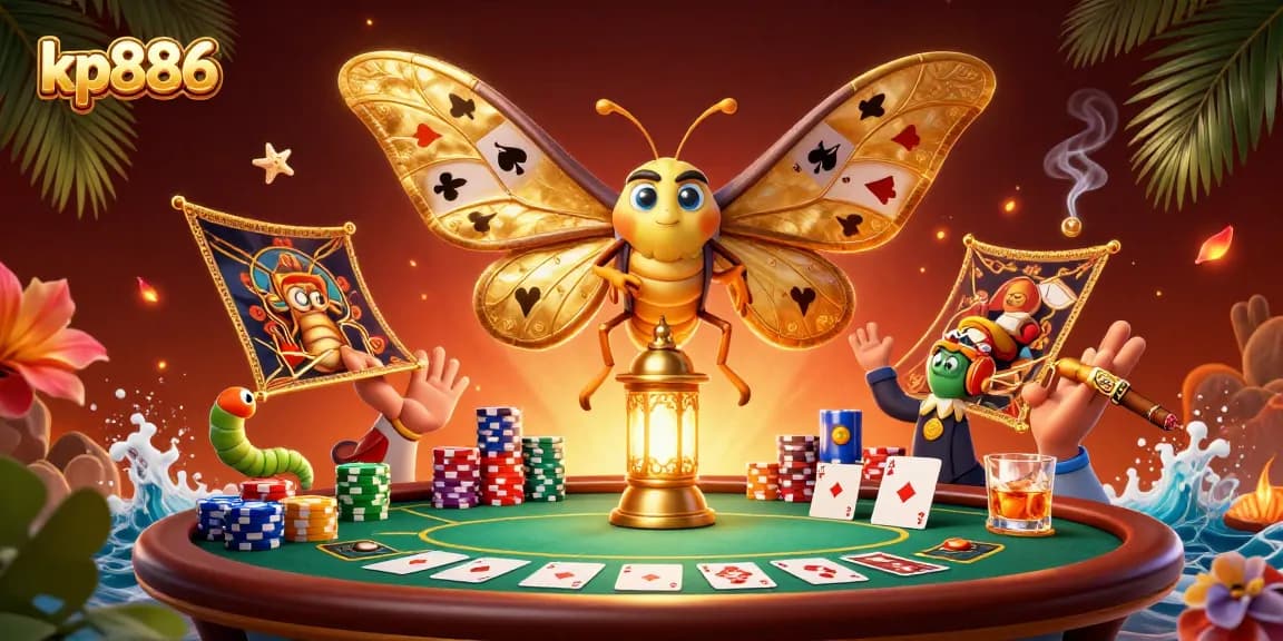 Experience thrilling poker action with kp886 in an engaging casino scene featuring a majestic atlas moth.
