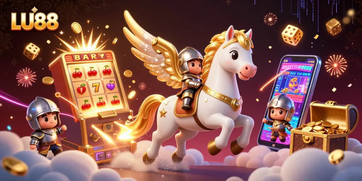 LU88 sparks excitement with a jackpot explosion of coins and dazzling casino elements, capturing thrilling gameplay.