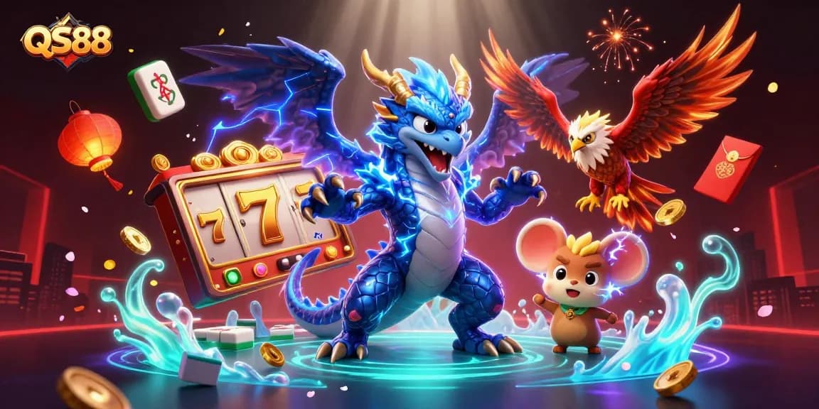 Experience winning strategies at QS88 with vibrant casino elements and electrifying characters.