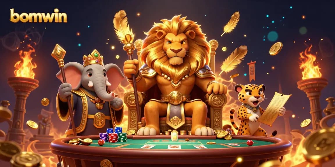 Experience the thrill of bomwin gaming with a vibrant 3D illustration featuring casino royalty.