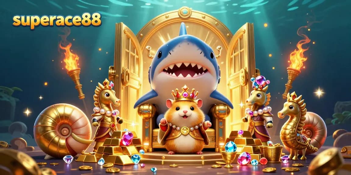 Experience the excitement of superace88 with a dynamic gold-rich casino scene featuring a hamster king.