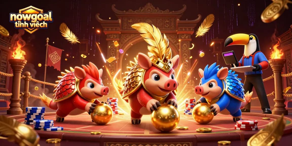 Watch nowgoal tiếng việt pangolins compete in a vibrant casino setting, rolling golden balls.