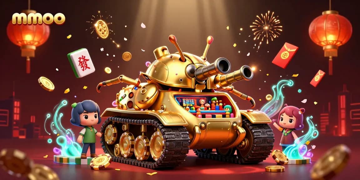 Experience thrilling gameplay with mmoo in an extravagant cartoon casino scene filled with vibrant colors and elements.