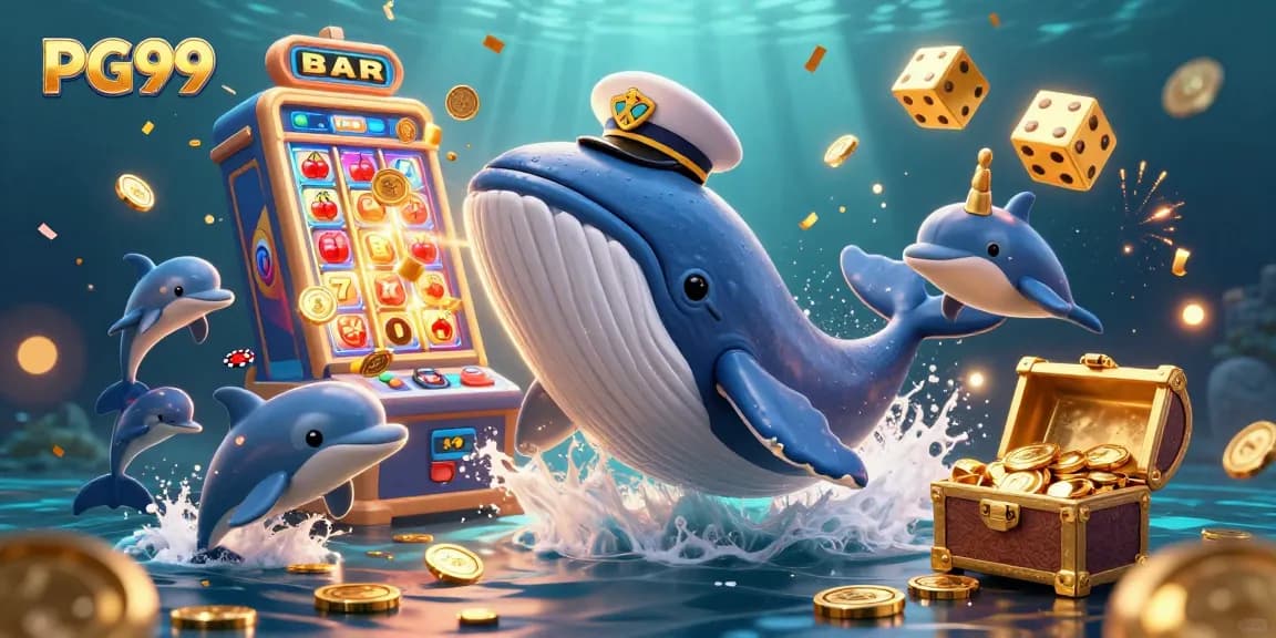 Play PG99 and win big with an exciting whale adventure amidst coins and jackpot explosions.