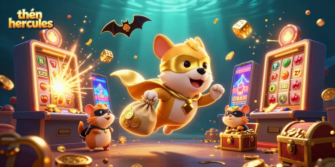Experience thrilling wins with thần hercules in this vibrant casino adventure illustration.