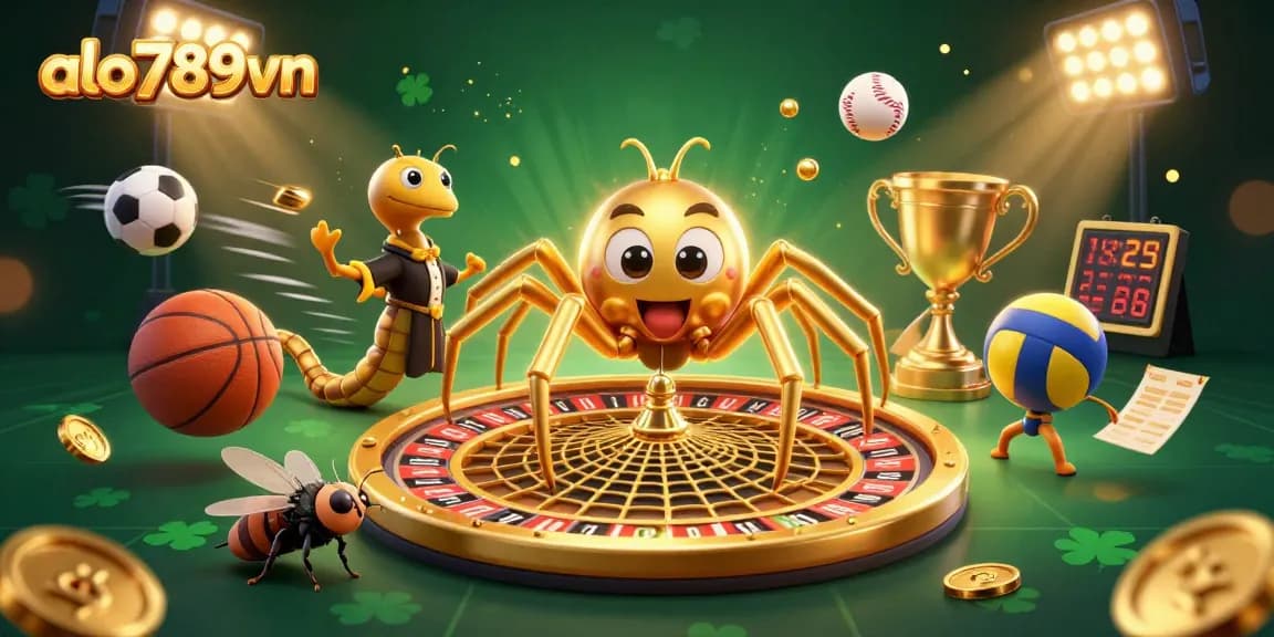 Spin to win with alo789vn at the roulette wheel as a golden spider weaves its magical web!