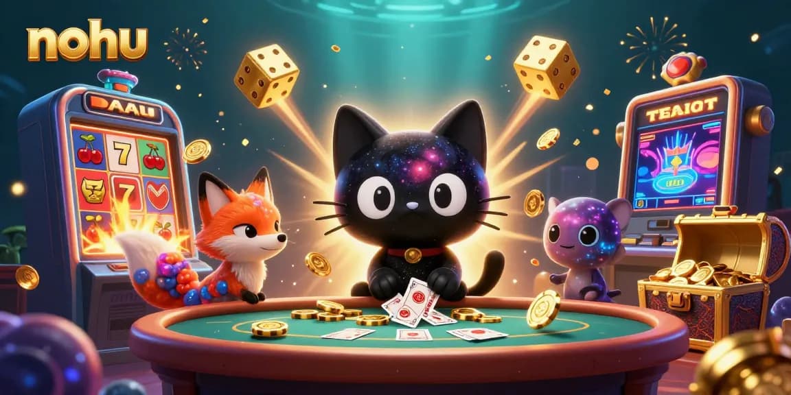 Join the nohu casino adventure with a cosmic cat and nebula fox amidst vibrant jackpots.