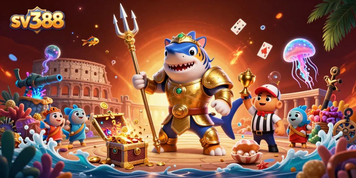 Engage in thrilling sv388 cockfighting surrounded by 3D characters in an underwater arena with rich details.