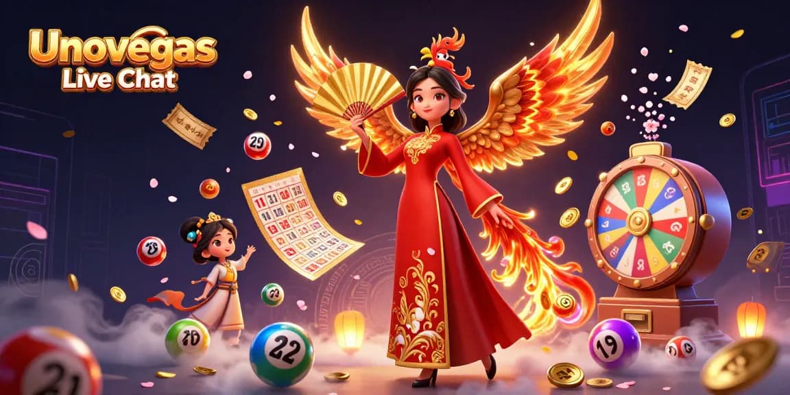Engage with Unovegas Live Chat for seamless gaming experience and support with vibrant casino elements.