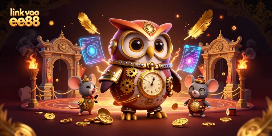 Experience excitement with link vao ee88, a vibrant 3D casino scene featuring unique characters and gaming elements.