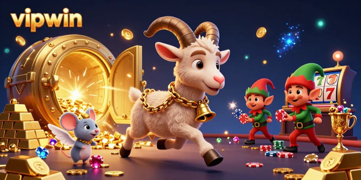 Experience thrilling wins at vipwin's vibrant casino with festive characters and exciting game elements.