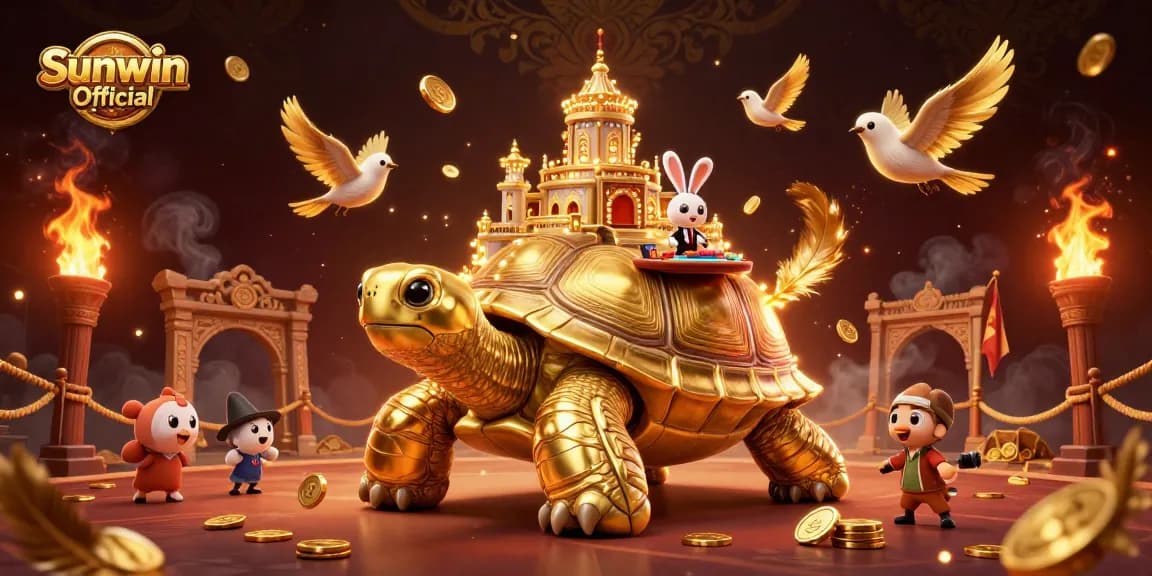 Experience big wins with Sunwin Official at the vibrant rabbit dealer table with golden coins flying around.