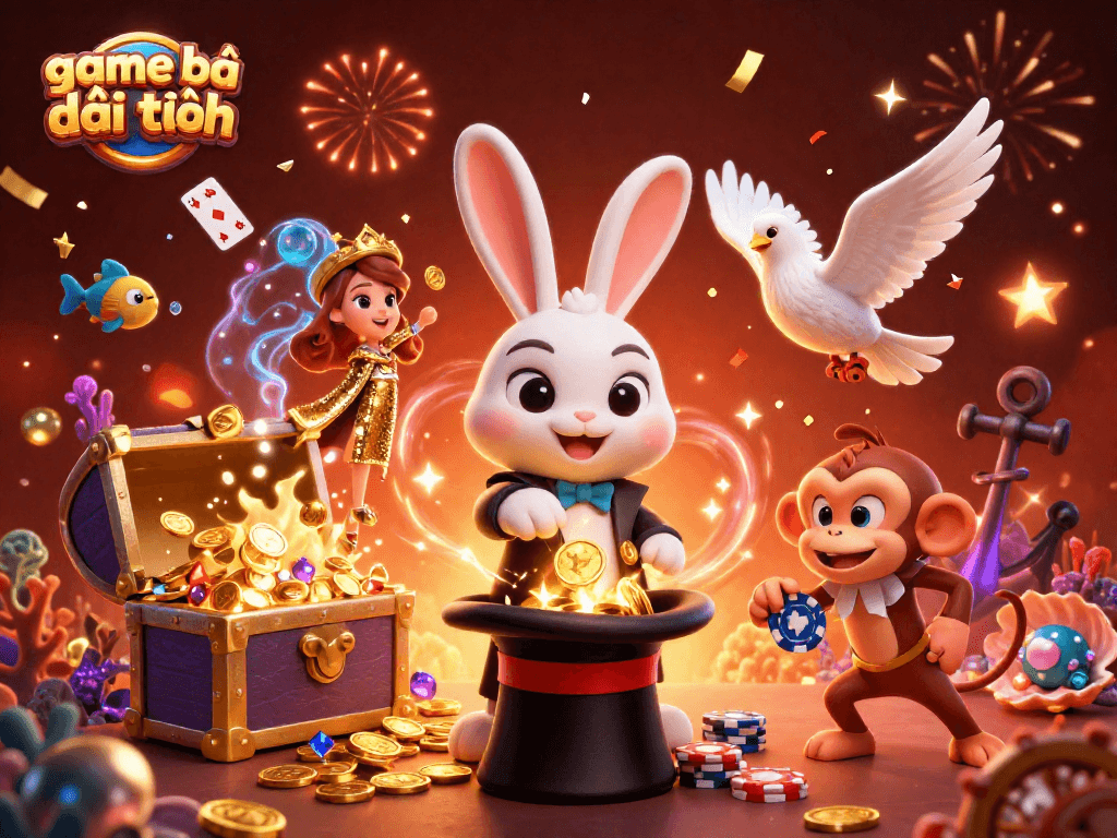 Experience the thrill of game bài đổi thưởng with vibrant characters and exciting casino elements.