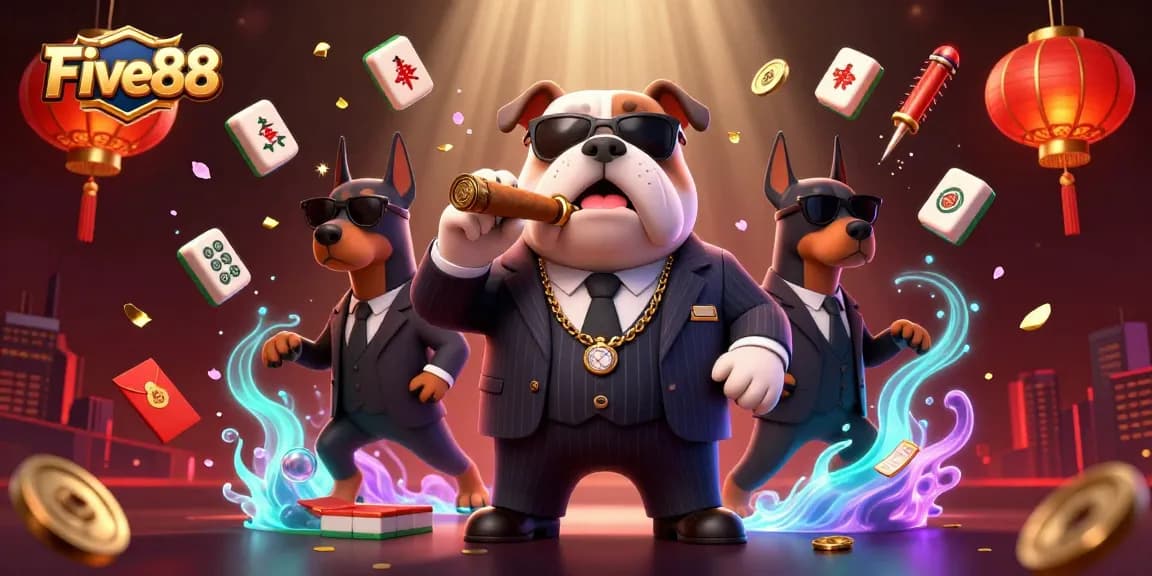 Five88 captures thrilling casino gameplay featuring a mafia bulldog and its bodyguard Dobermans.
