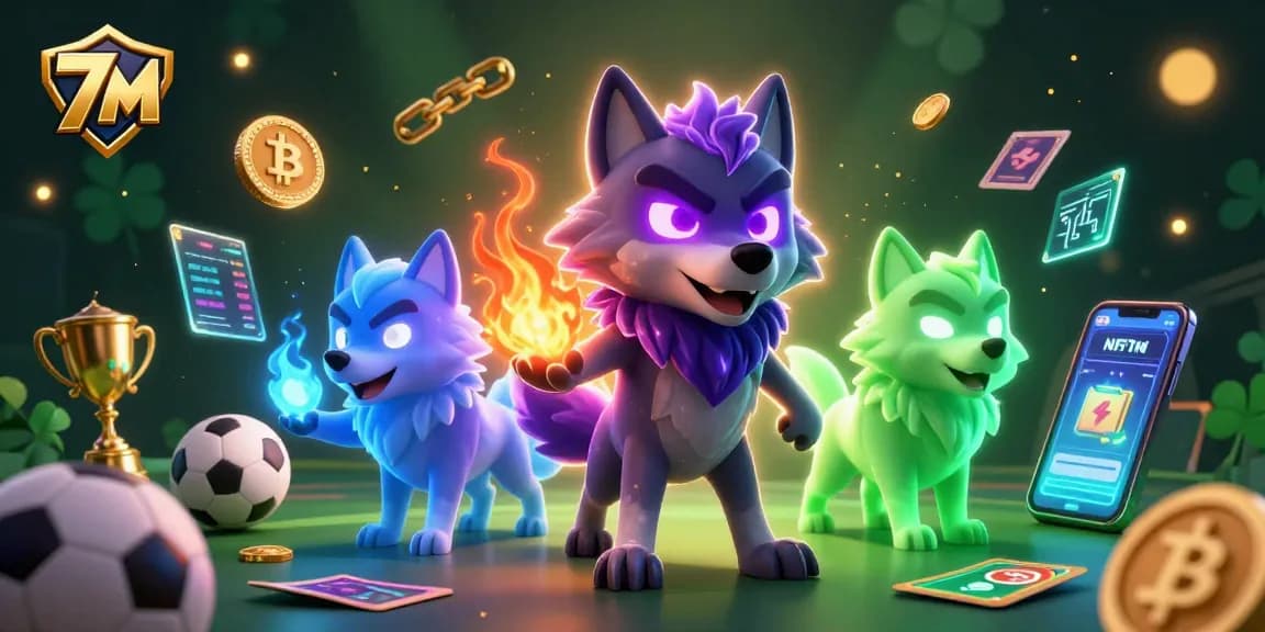 Bet on 7M's thrilling sports atmosphere with vibrant wolf leaders and dynamic betting elements.