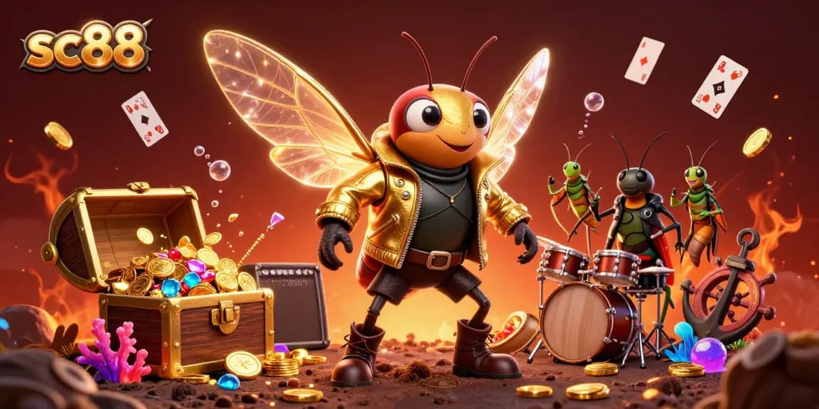 Spin and win with sc88 in this vibrant casino scene showcasing lively characters and gold coins.