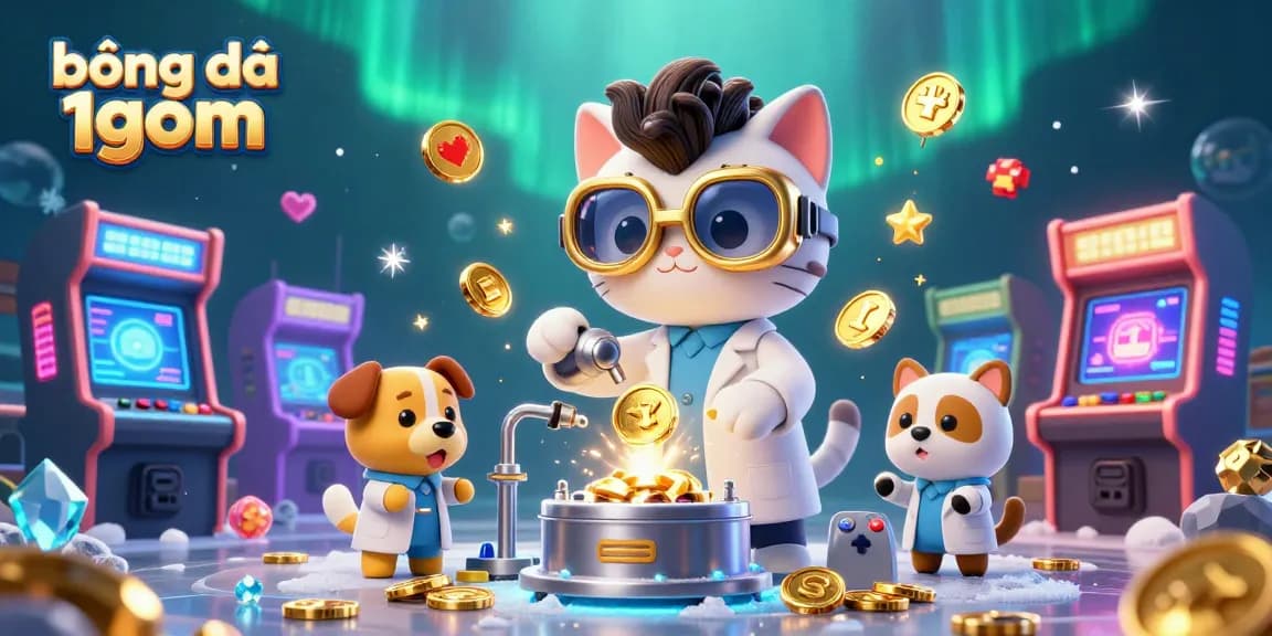 Engage with bóng đá 1gom through a lively casino scene with cartoon characters and vibrant gaming elements.