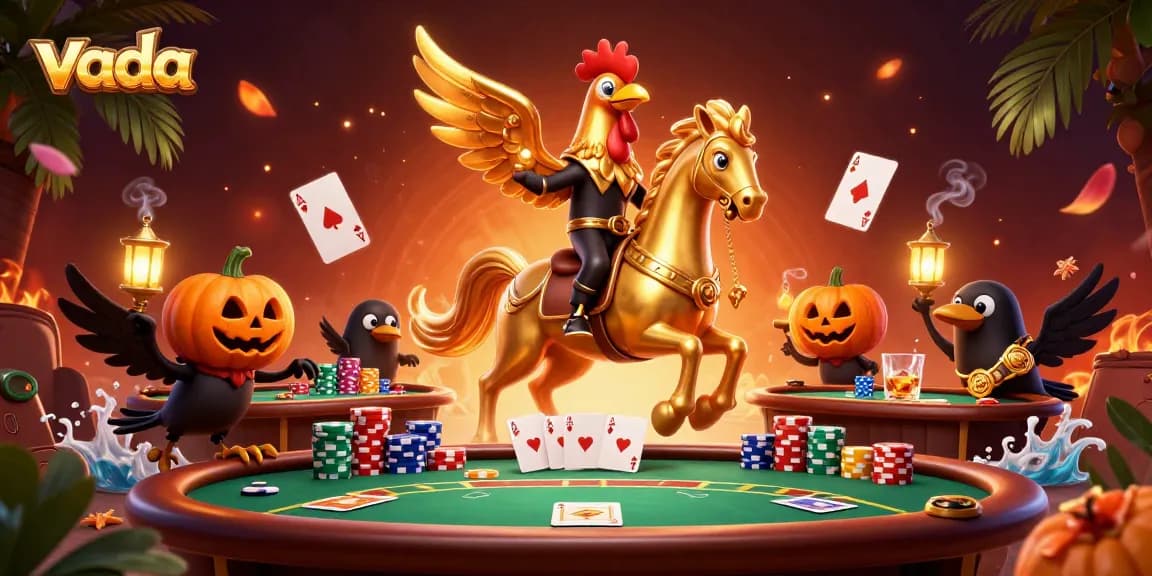 Experience thrilling gameplay at vada's midnight casino with a dynamic golden rooster and poker elements.