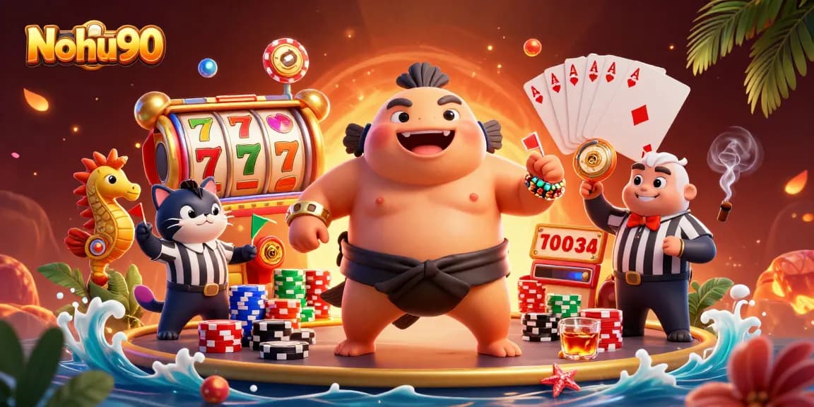 Nohu90 captures thrilling action with a 3D fugu sumo wrestler engaging in an underwater jackpot game.