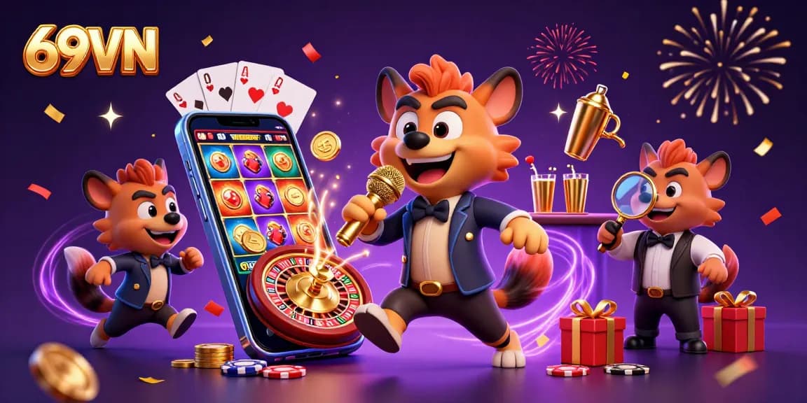 Experience excitement at 69VN, where hyenas run a comedy casino club featuring drinks, games, and jokes!