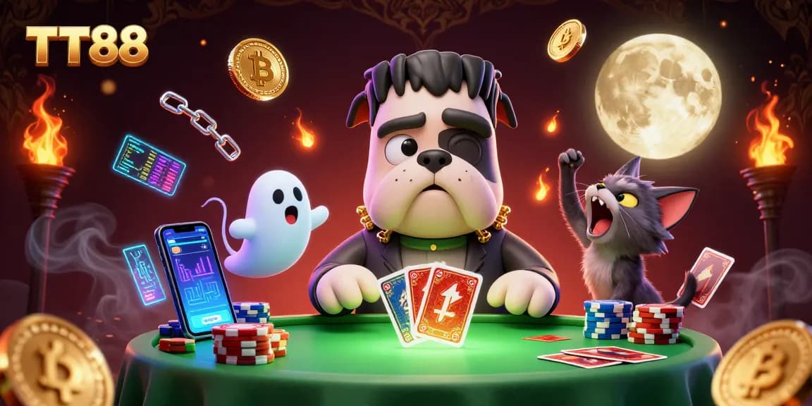 TT88 provides thrilling gameplay with a spooky dealer and vibrant casino elements.