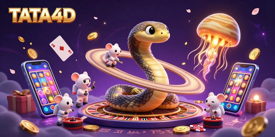 TATA4D players experience cosmic betting with a colorful slot and roulette scene in an animated universe.