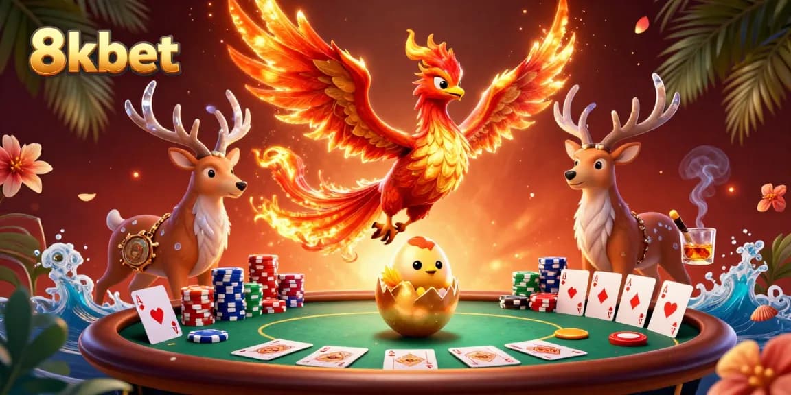 Experience thrilling gameplay at 8xbet with dynamic casino characters showcasing poker excitement.