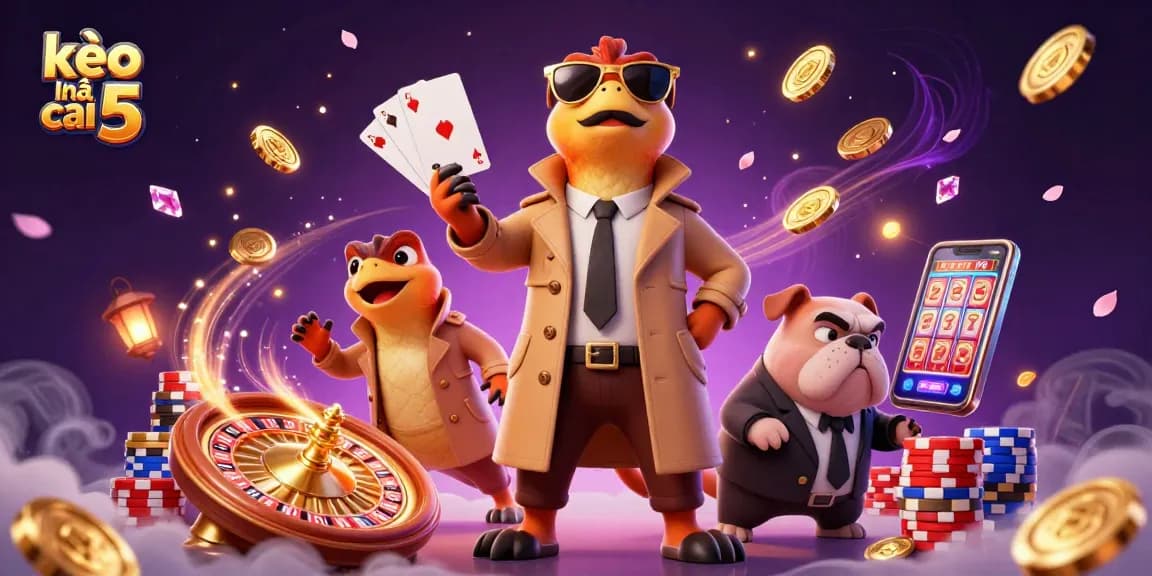 Experience thrilling gambling action with kèo nhà cái 5 and 3D cartoon raptors in a dynamic VIP casino scene.