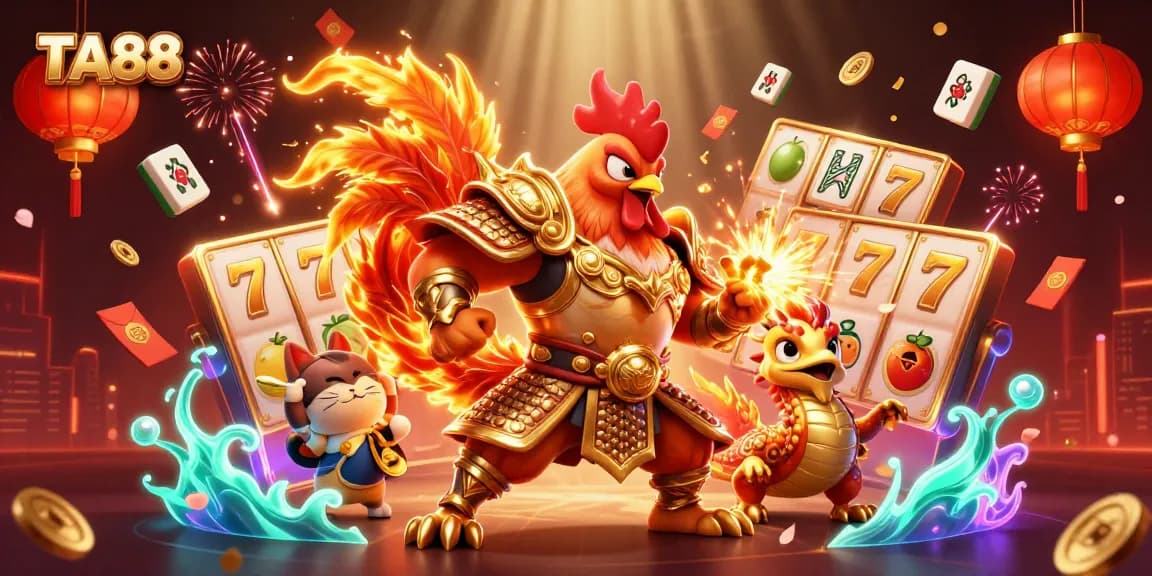 Experience the thrill of casino gaming with TA88's vibrant 3D characters, spinning slots, and dynamic elements.