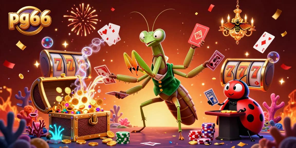 Experience thrilling jackpots with pg66's vibrant scene showcasing action-packed gaming elements and characters.