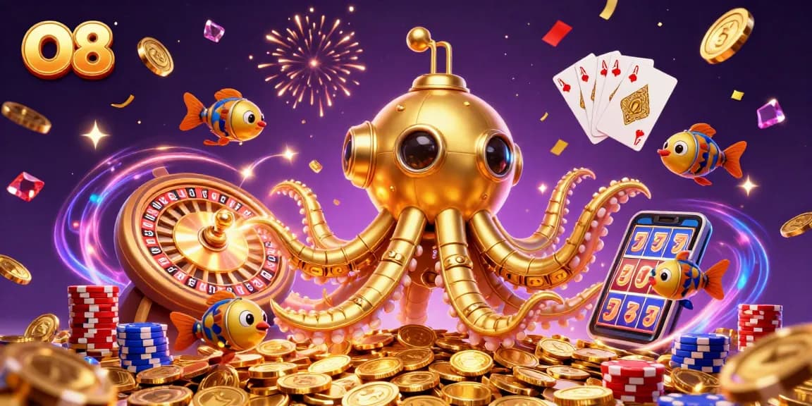 O8 welcomes players to indulge in thrilling casino games with its dynamic, gold-filled underwater adventure.