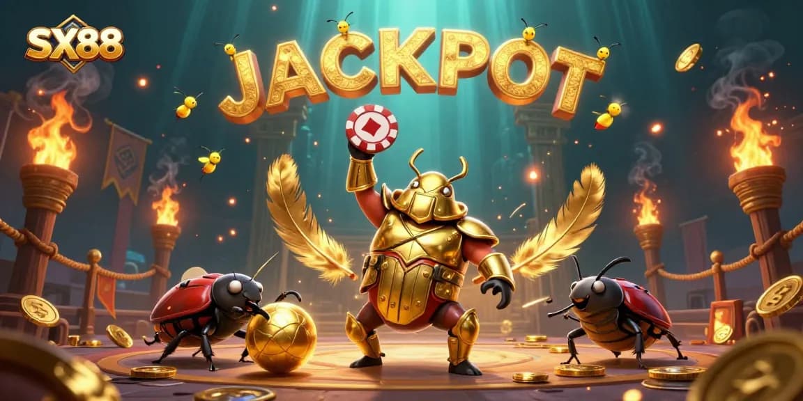 SX88 gamers celebrate a jackpot victory with vivid casino elements and dynamic illustration
