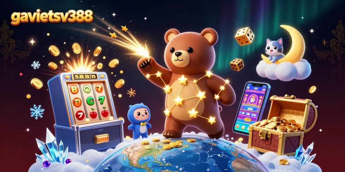 Experience the excitement of gavietsv388 with a dazzling jackpot scene featuring a golden star bear.
